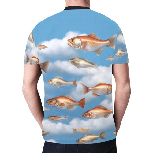 Raining Fish New All Over Print T-shirt for Men (Model T45)