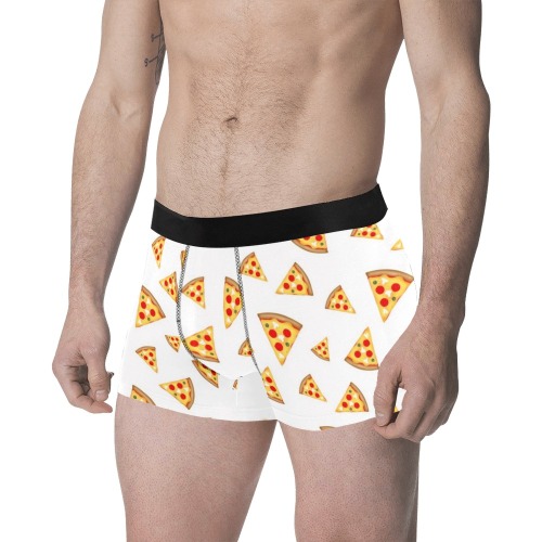 Cool and fun pizza slices pattern on white Men's All Over Print Boxer Briefs (Model L34)