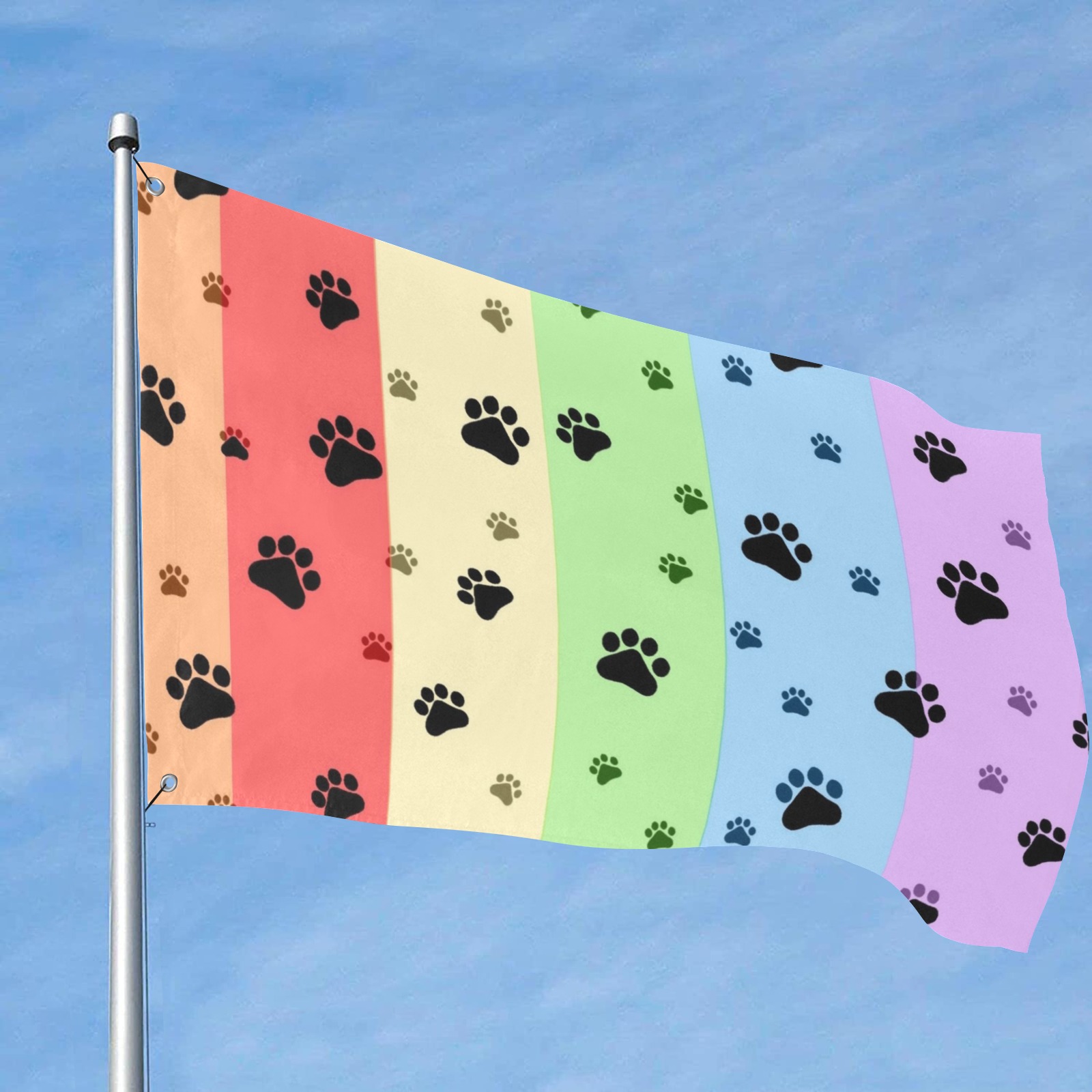 Rainbow Paws by Nico Bielow Custom Flag 8x5 Ft (96"x60") (One Side)