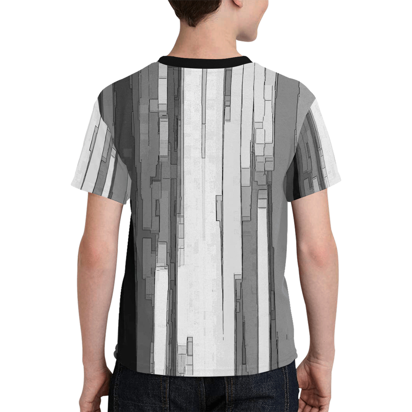 Greyscale Abstract B&W Art Kids' All Over Print T-shirt (Model T65)