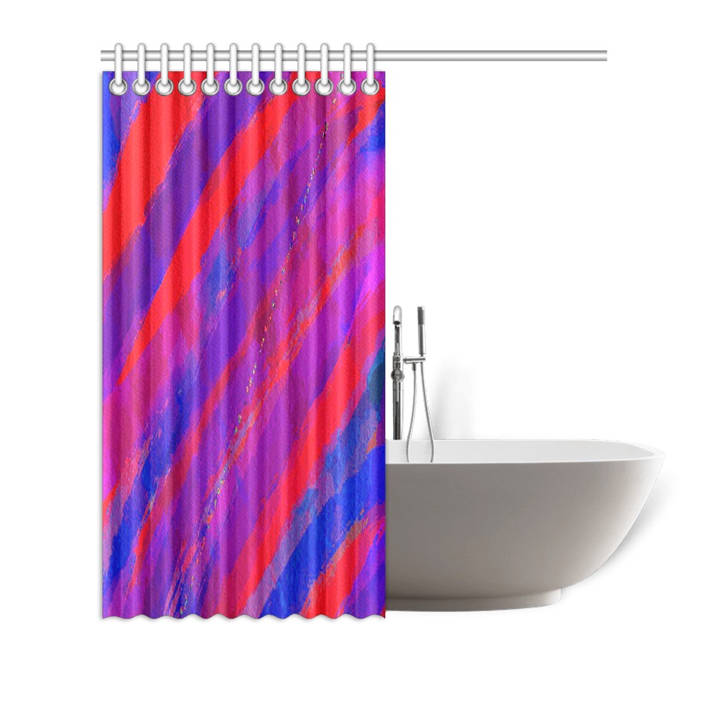 Watercolor Reds and Blues Shower Curtain 72"x72"