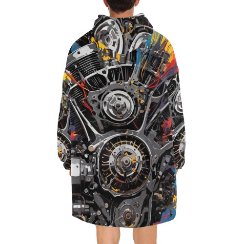 Fantasy Mechanical Engine Colorful Abstract Art Blanket Hoodie for Men