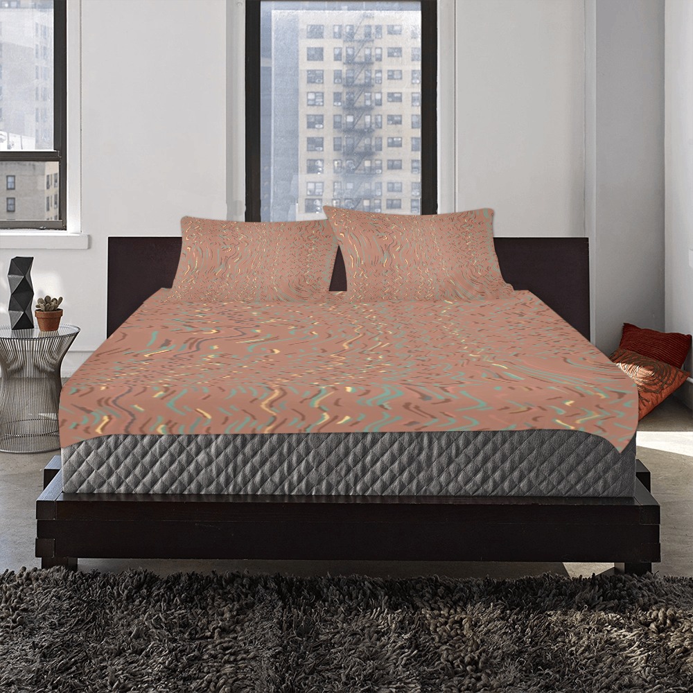 Terracotta Brown and Sand Texture 3-Piece Bedding Set