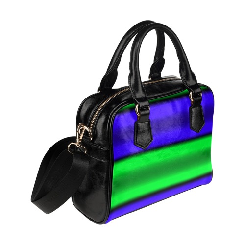 Green & Blue Horizontal Stripes Shoulder Handbag (Model 1634)