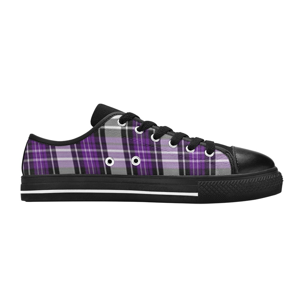 Purple Black Plaid Women's Classic Canvas Shoes (Model 018)