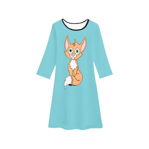 Foxy Roxy Turquoise Girls' Long Sleeve Dress (Model D59)