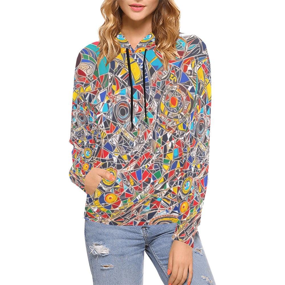 Colorful geometrical shapes. African theme art. All Over Print Hoodie for Women (USA Size) (Model H13)