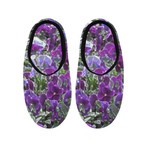 Field Of Purple Flowers 8420 Women's Non-Slip Cotton Slippers (Model 0602)