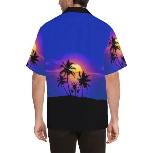 Tropical Sunset Palm Trees Hawaiian Shirt (Model T58)