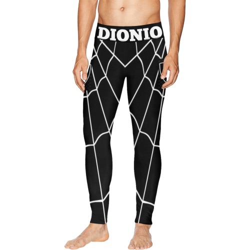 DIONIO Clothing - Black WEB Men's Workout pants Men's All Over Print Leggings (Model L38)