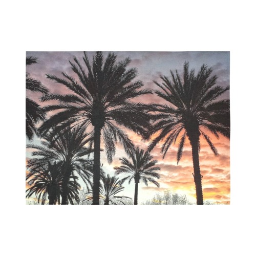 Sunrise Palms Cotton Linen Wall Tapestry 80"x 60"