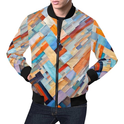 Rectangular patches of many colors abstract art All Over Print Bomber Jacket for Men (Model H19)