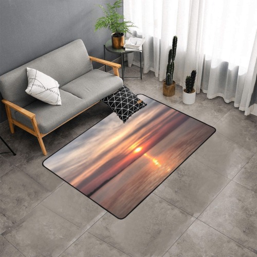 Pink Amber Sunset Collection Area Rug with Black Binding 5'3''x4'