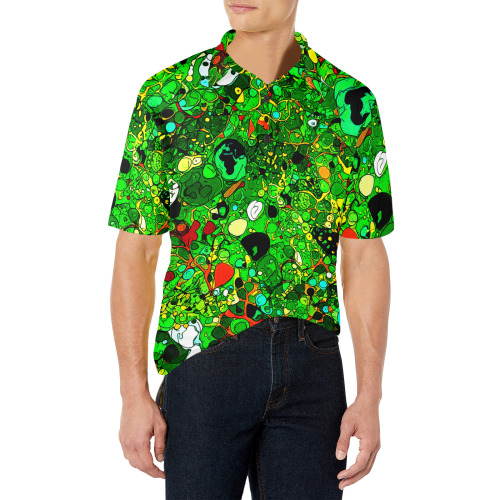 Green Abstract Art 409 Men's All Over Print Polo Shirt (Model T55)