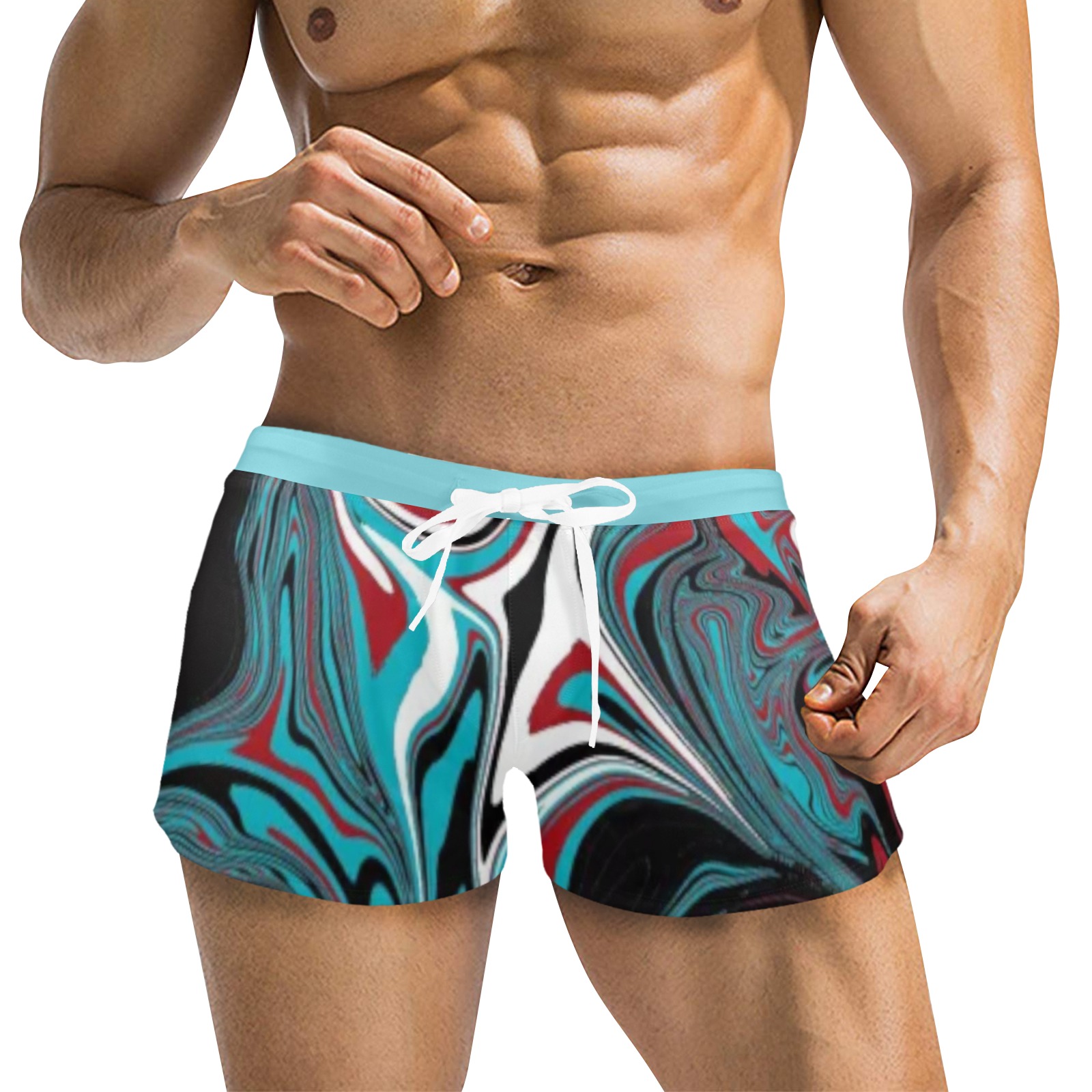 Dark Wave of Colors Men's Swim Trunks with Zipper Pocket (Model L71)