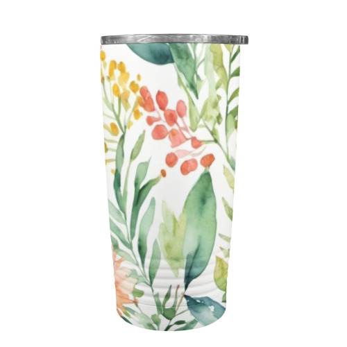 watercolor spring flowers pattern 20oz Insulated Stainless Steel Mobile Tumbler
