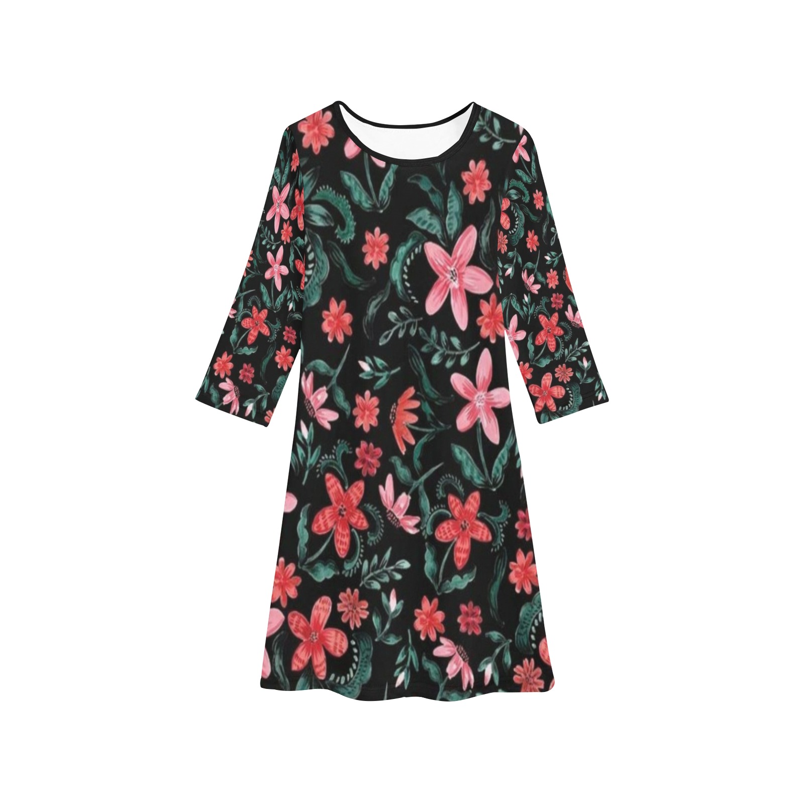 floral (205) Girls' Long Sleeve Dress (Model D59)