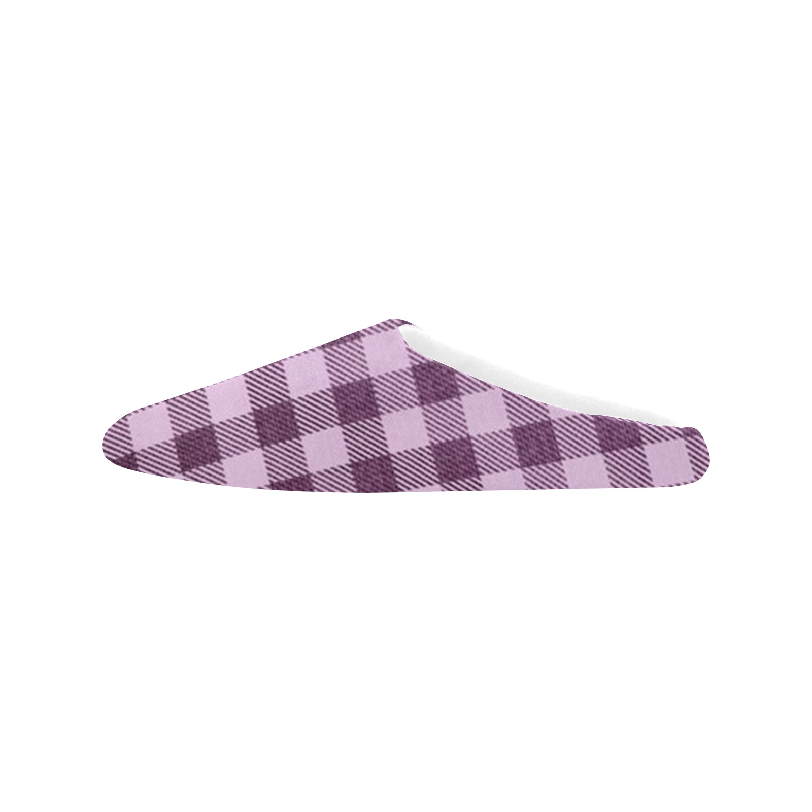 Pastel Rose Plaid Women's Non-Slip Cotton Slippers (Model 0602)