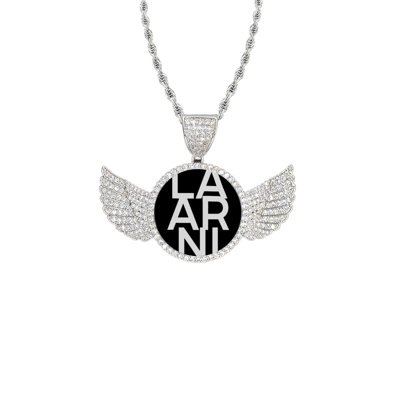 LAARNI Pendant Wings Silver Photo Pendant with Rope Chain