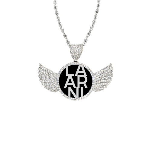 LAARNI Pendant Wings Silver Photo Pendant with Rope Chain