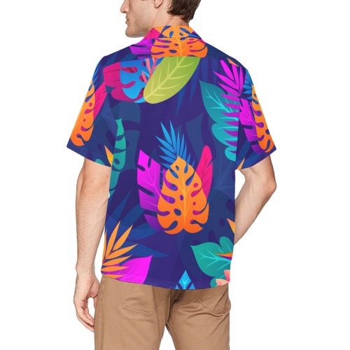 Tropical Collectable Fly Hawaiian Shirt with Chest Pocket&Merged Design (T58)