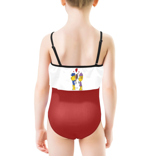 Ferald and Sahsha Ferret Kids' Spaghetti Strap Ruffle Swimsuit (Model S26)