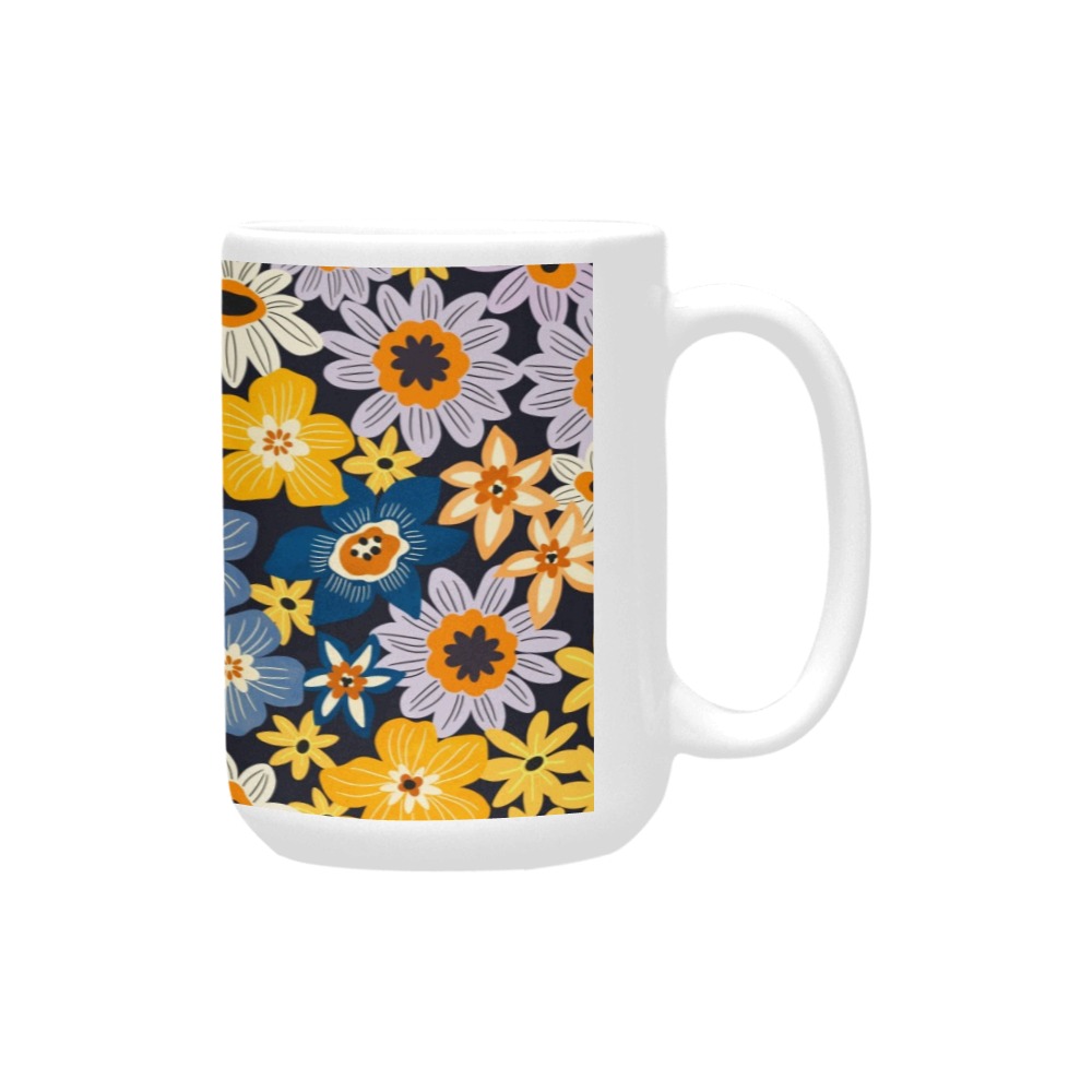 Lush wild flower garden dark Custom Ceramic Mug (15OZ)