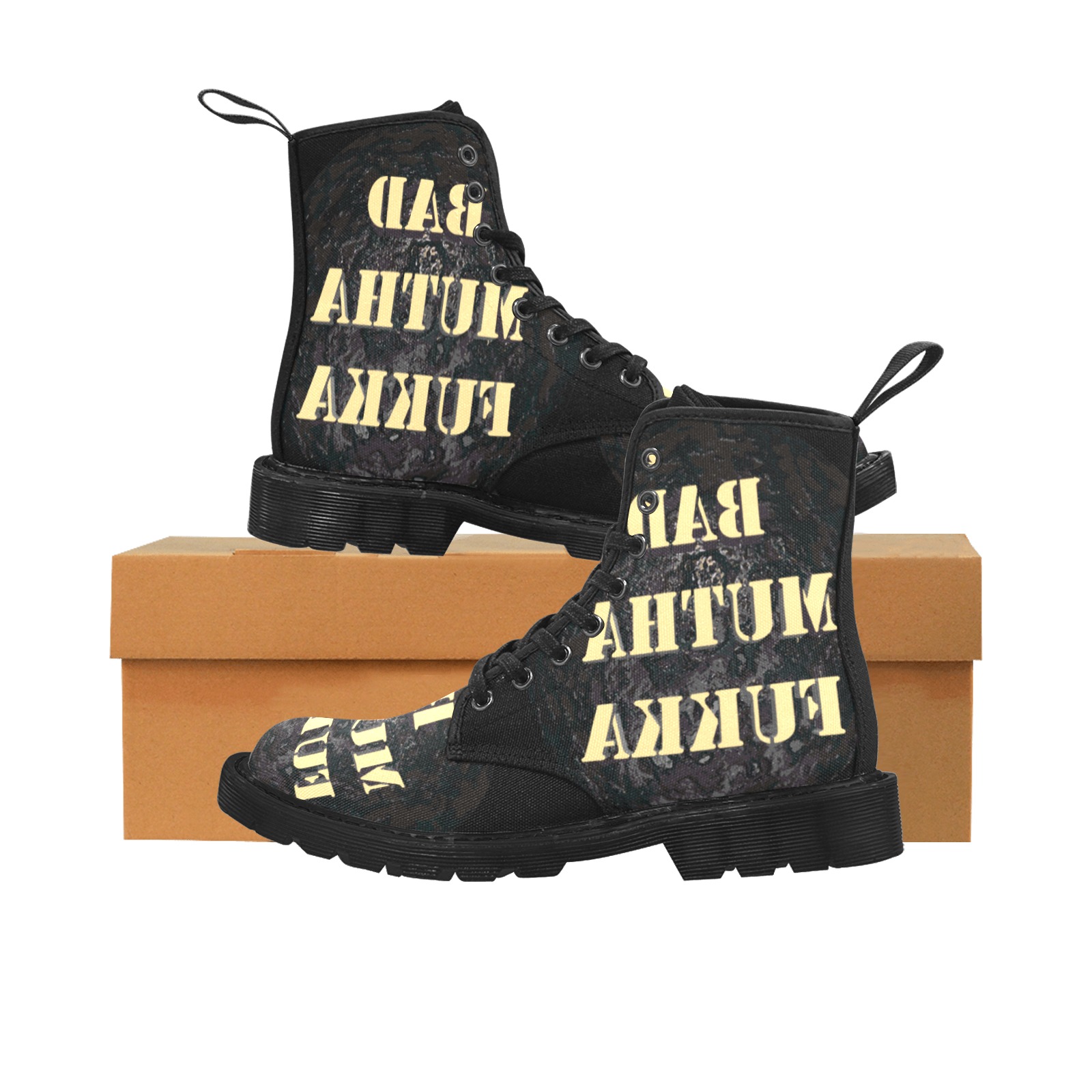 BAD MF Martin Boots for Men (Black) (Model 1203H)