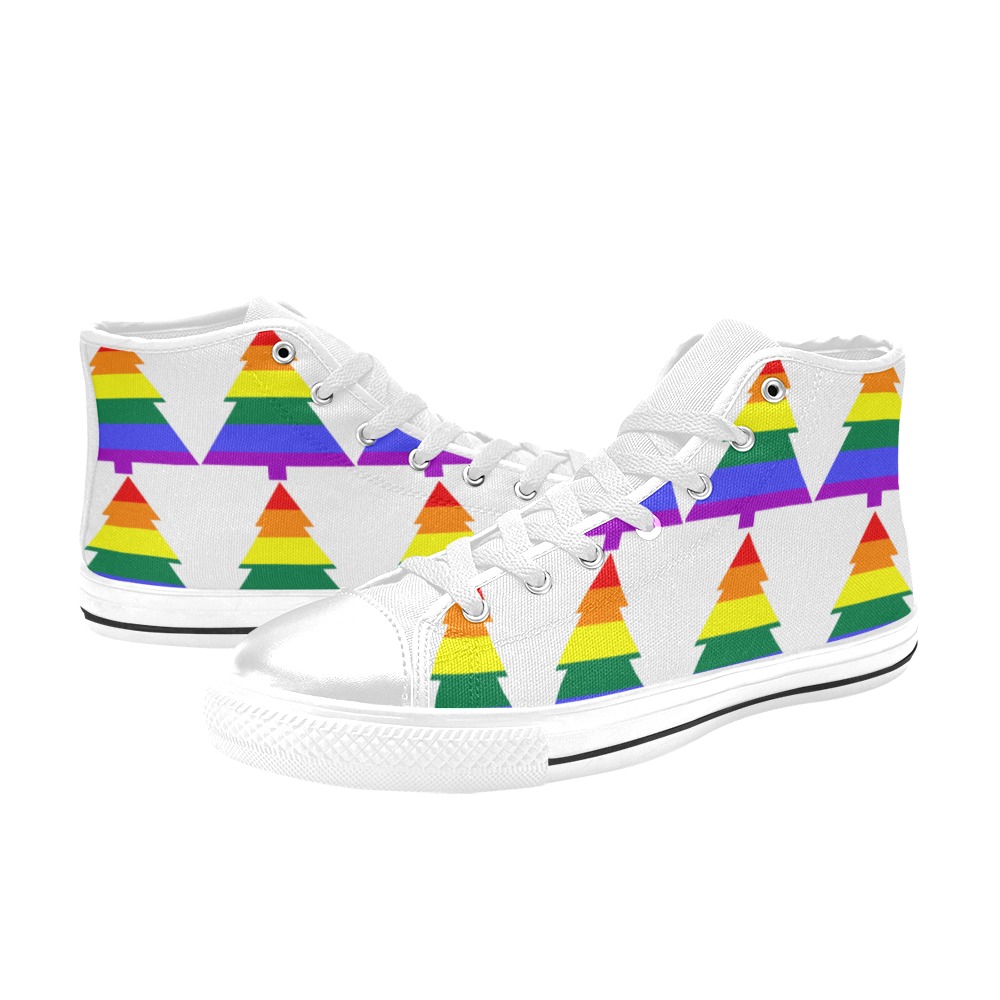 Rainbow pine trees Men’s Classic High Top Canvas Shoes (Model 017)