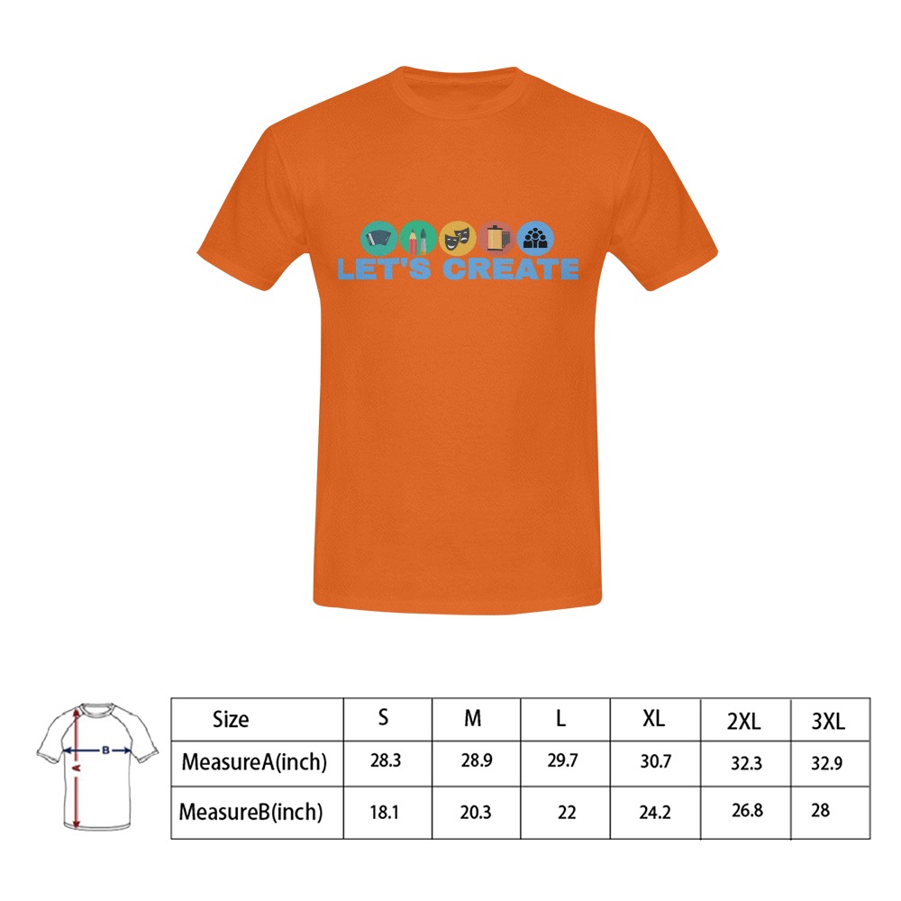 Lets Create Orange Men's T-Shirt in USA Size (Front Printing Only)