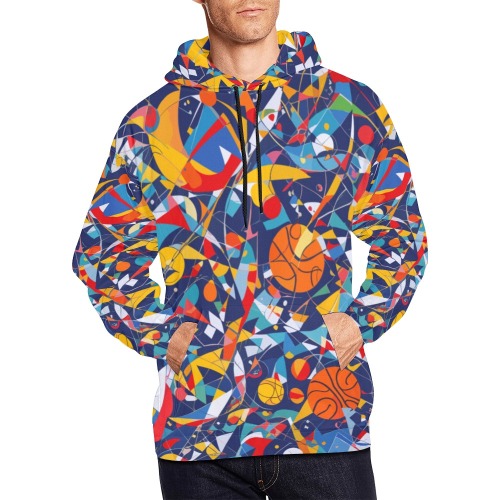 Basketball balls colorful geometric abstract art. All Over Print Hoodie for Men (USA Size) (Model H13)