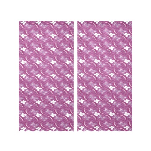 Stylish floral pattern Gauze Curtain 28"x84" (Two-Piece)