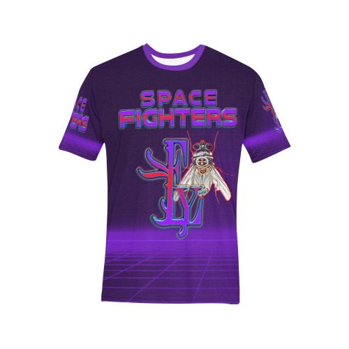 Space Fighter Collectable  Fly Men's All Over Print T-Shirt (Solid Color Neck) (Model T63)