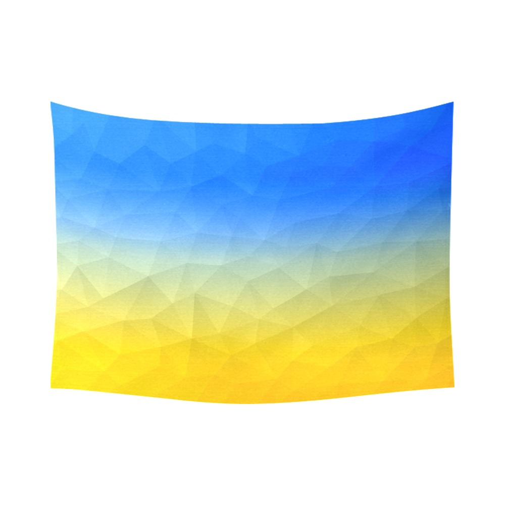 Ukraine yellow blue geometric mesh pattern Cotton Linen Wall Tapestry 80"x 60"