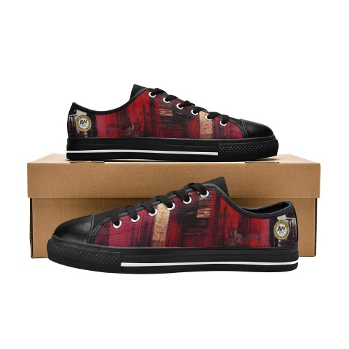 graffiti buildings red and cream 1 Men's Classic Canvas Shoes (Model 018)