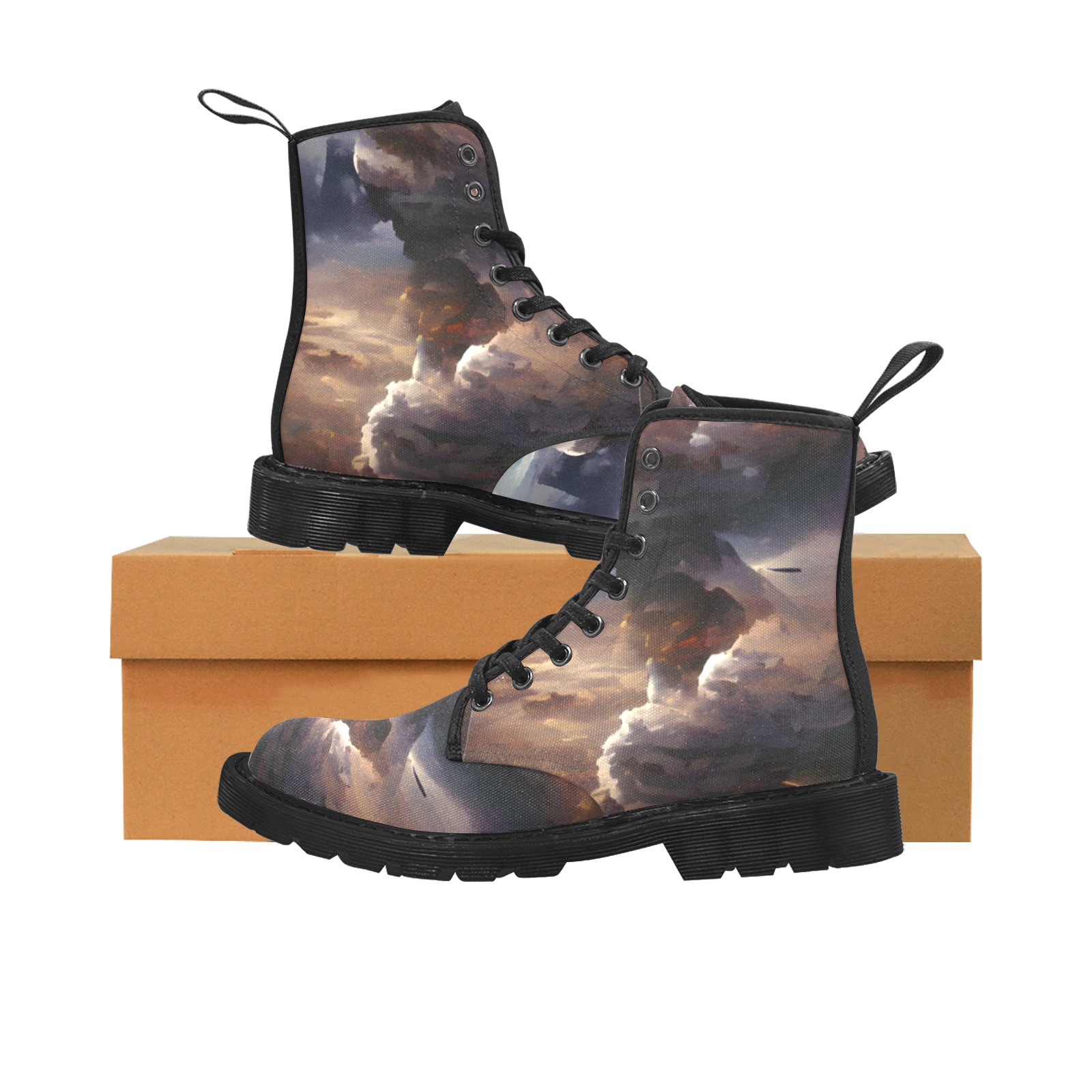 storm_clouds_TradingCard Martin Boots for Women (Black) (Model 1203H)