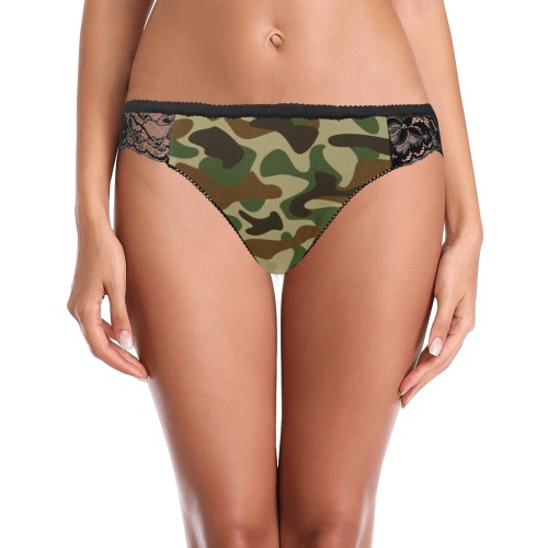 Green Camo Print Women's Lace Panty (Model L41)