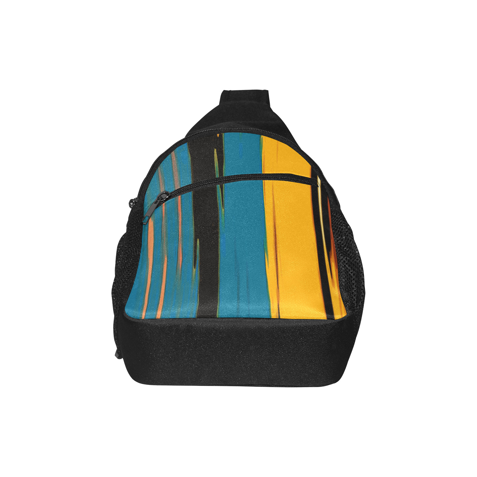Black Turquoise And Orange Go! Abstract Art Chest Bag-Front Printing (Model 1719)