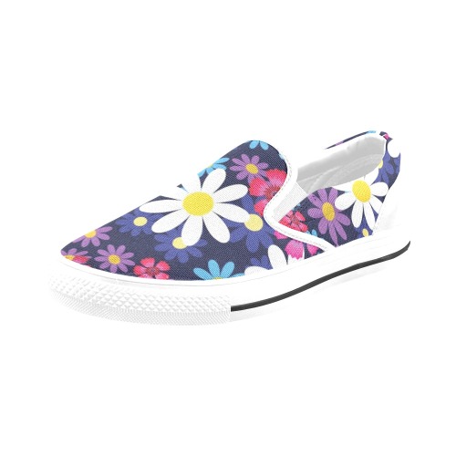 Hippy Flower Power #2 Women's Slip-on Canvas Shoes (Model 019)