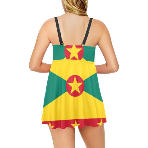 Grenada Flag Chest Pleat Swim Dress (Model S31)