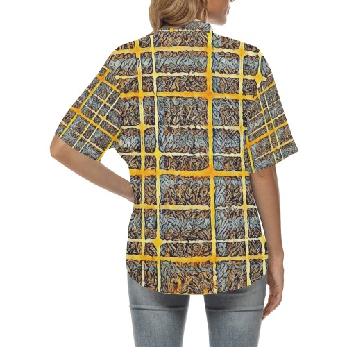 Tortoise  Shell All Over Print Hawaiian Shirt for Women (Model T58)