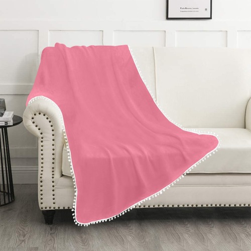 Bubblegum Pom Pom Fringe Blanket 40"x50"
