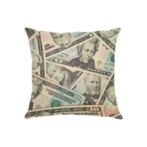 US PAPER CURRENCY Linen Zippered Pillowcase 18"x18"(One Side)