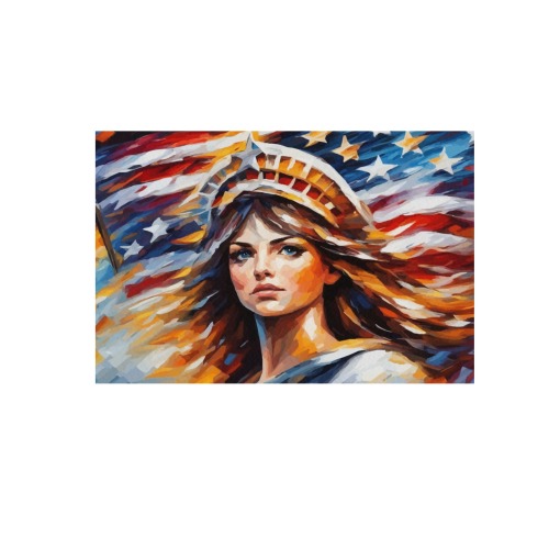 American Flag And Symbol Of Liberty Patriotic Art Frame Canvas Print 48"x32"