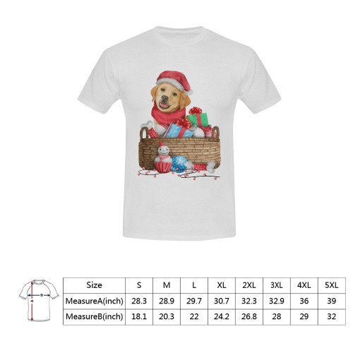 Sweet Christmas Golden Retriever Puppy Men's T-Shirt in USA Size (Front Printing Only)