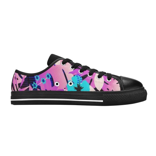 GROOVY FUNK THING FLORAL PURPLE Low Top Canvas Shoes for Kid (Model 018)