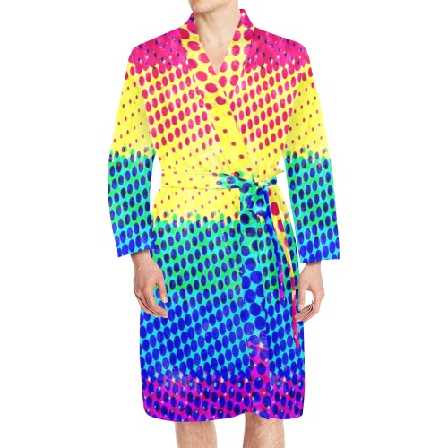 Pride 2022 by Nico Bielow Men's Long Sleeve Belted Night Robe (Model H56)