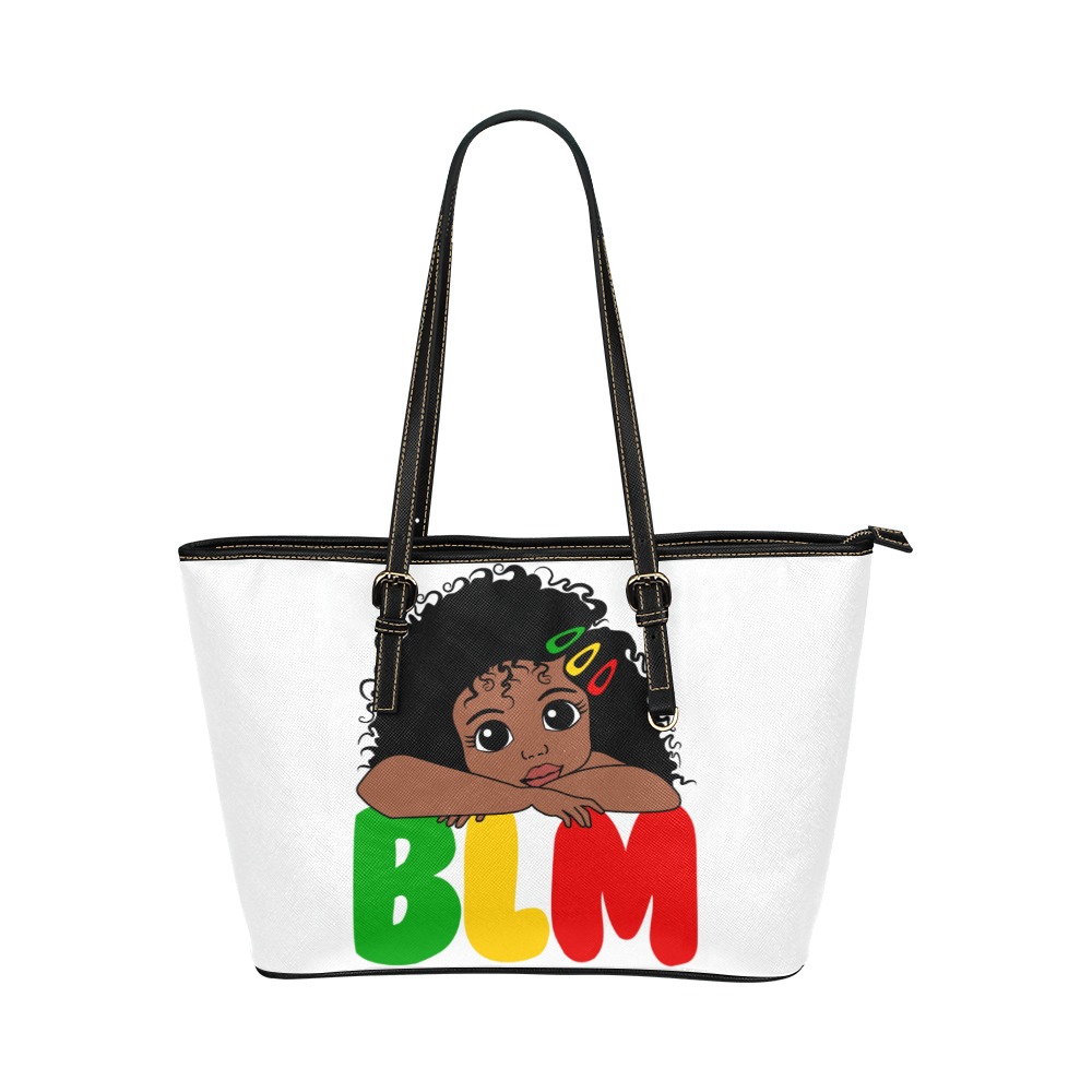 DKdesignSVG Cute Girl BLM PNG Leather Tote Bag/Small (Model 1651)