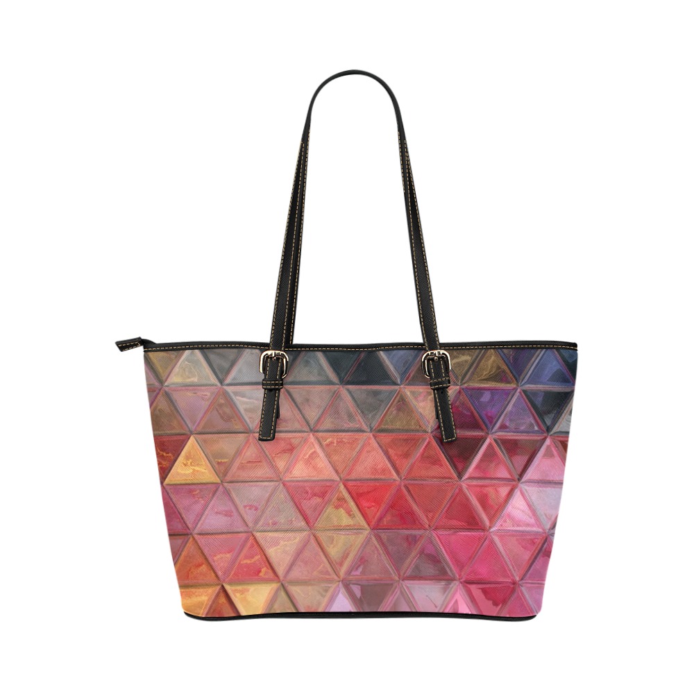 mosaic triangle 3 Leather Tote Bag/Small (Model 1651)
