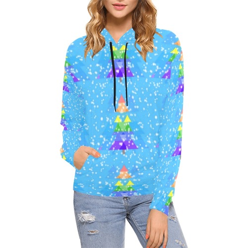 Rainbow Christmas by Nico Bielow All Over Print Hoodie for Women (USA Size) (Model H13)